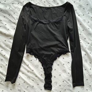 Black Lace Detail Bodysuit